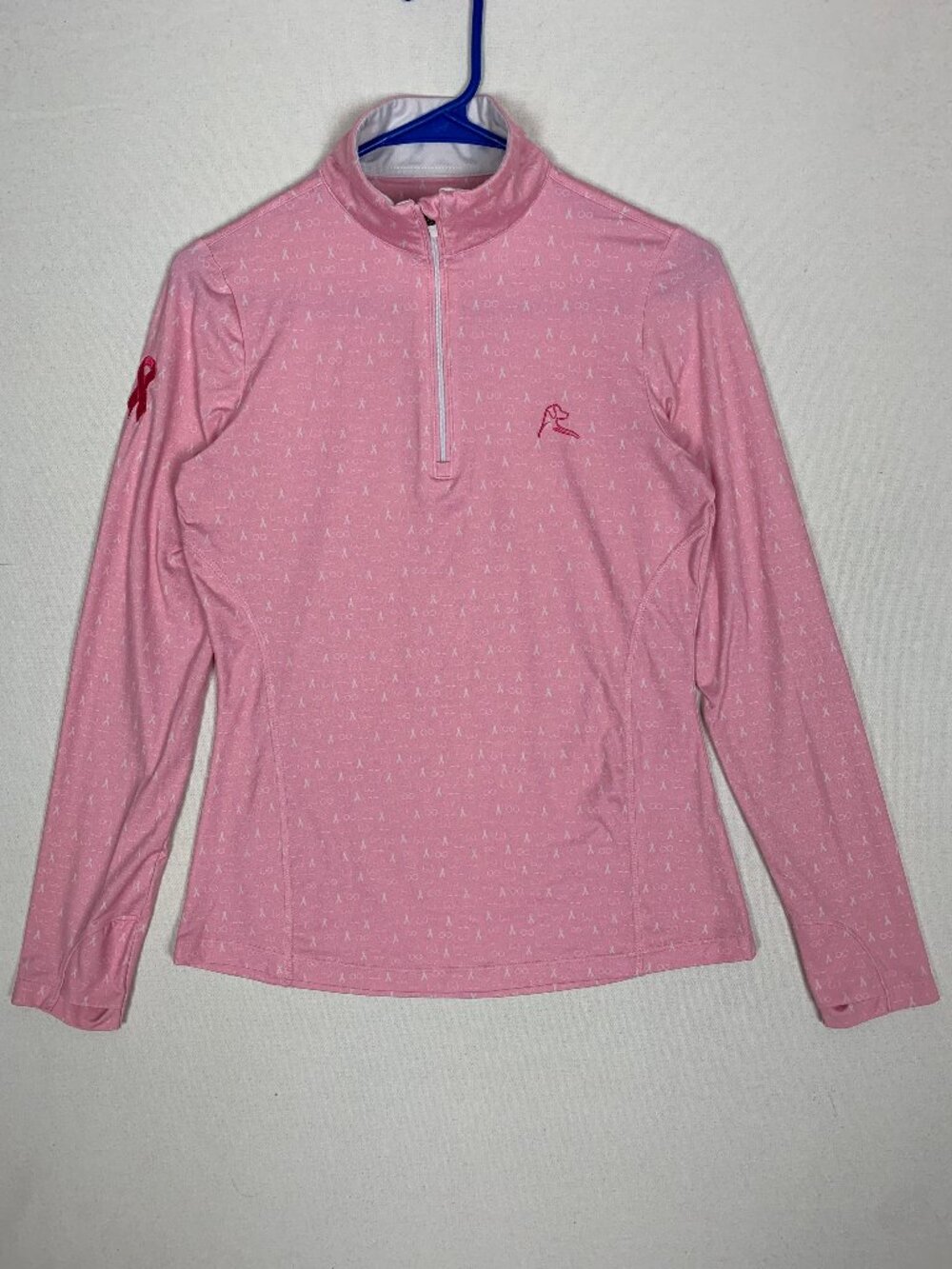 Rhoback Women's Breast Cancer 1/4 Zip Pullover Pink XS